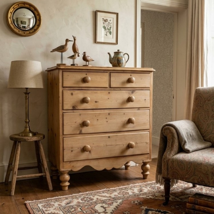 SOLD-Stripped Pine Chest of Drawers