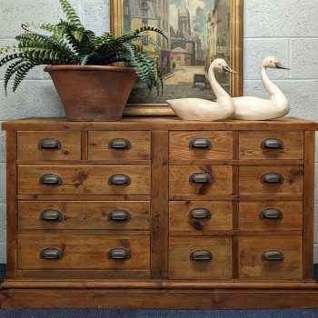 Antique Pine Bank of Drawers